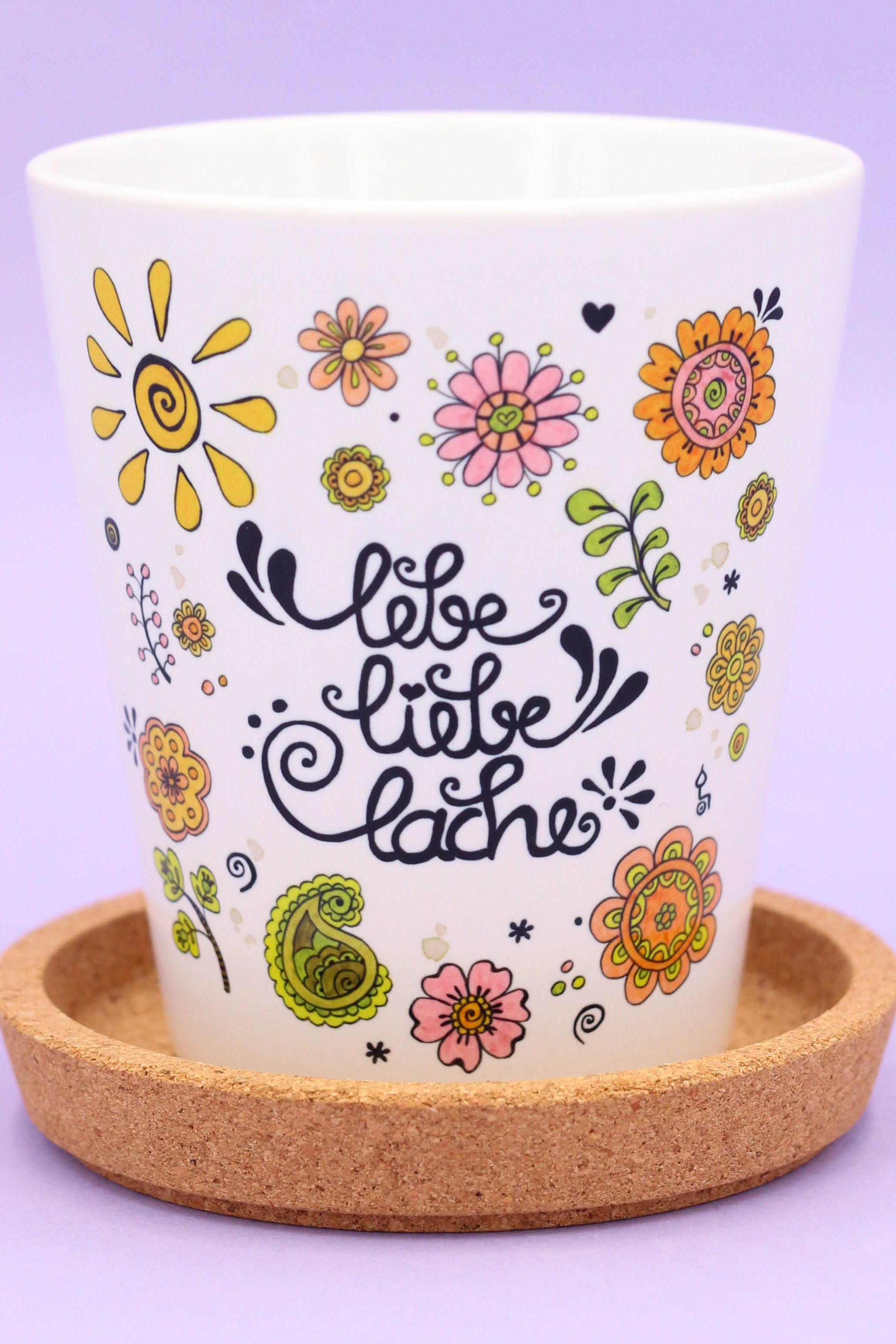Blumentopf "Lebe, liebe, lache"