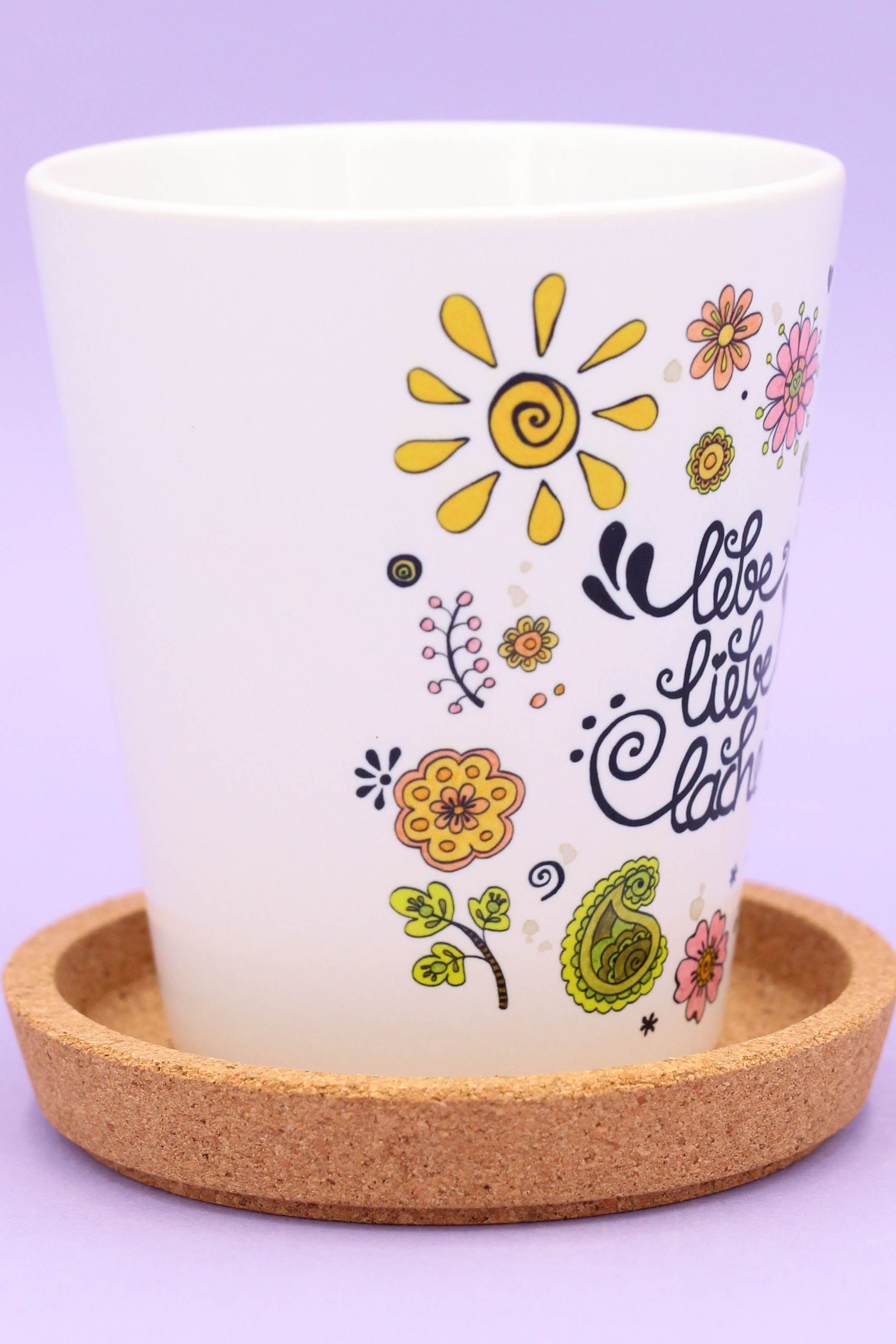 Blumentopf "Lebe, liebe, lache"
