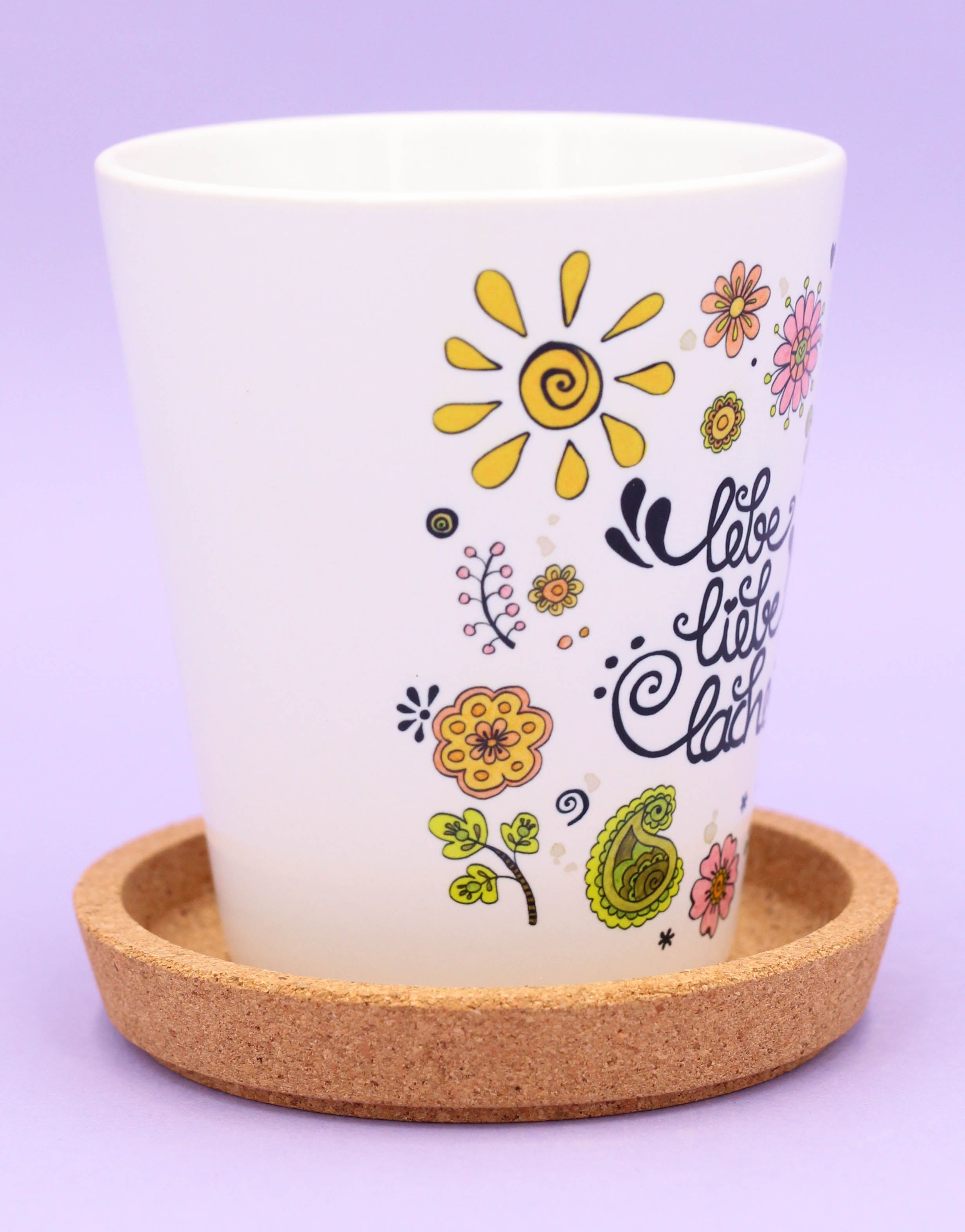 Blumentopf "Lebe, liebe, lache"