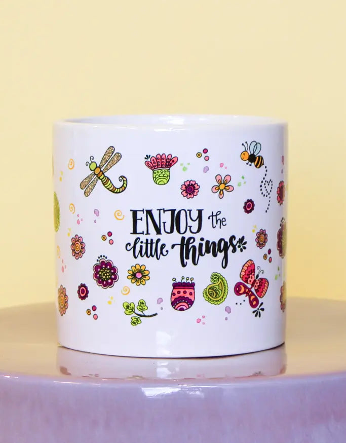 Blumentopf groß "Enjoy the little things"