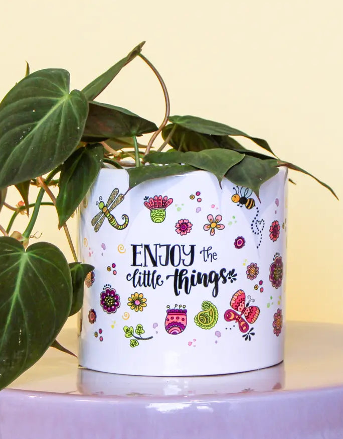 Blumentopf groß "Enjoy the little things"