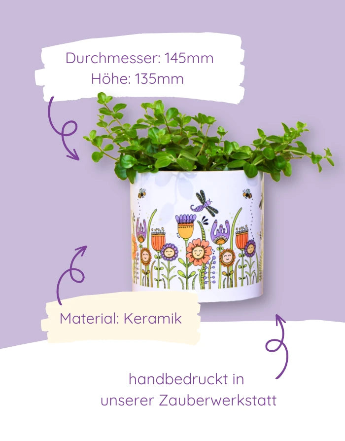 Blumentopf groß "Happy Flowers"