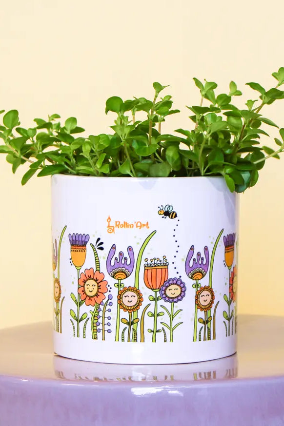 Blumentopf groß "Happy Flowers"