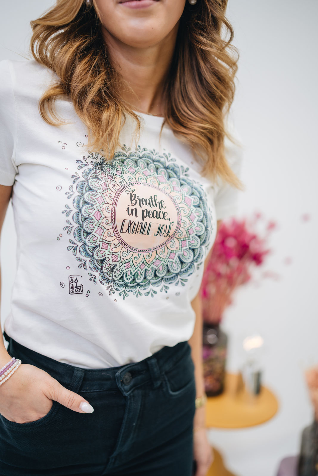 Damen T-Shirt weiß „Mandala"