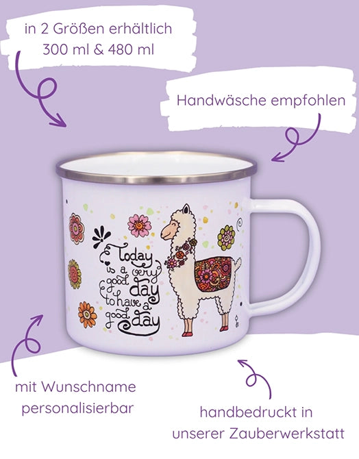 Emaille-Tasse "Alpaka"