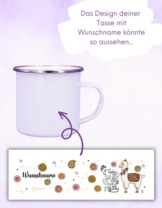 Emaille-Tasse "Alpaka"