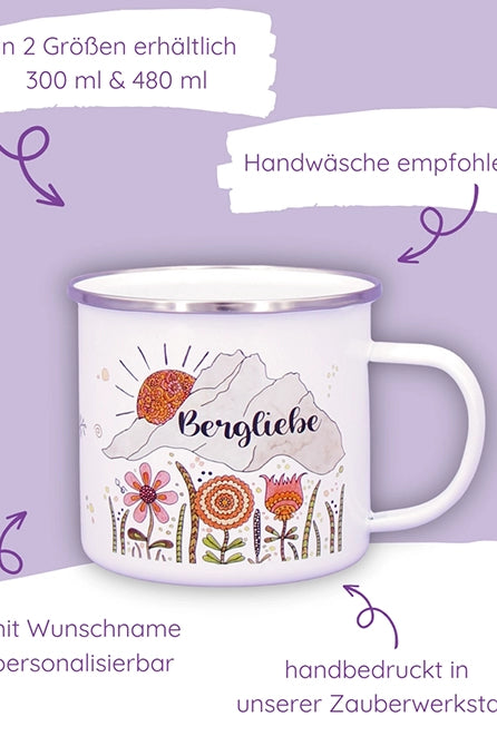 Emaille-Tasse "Bergliebe"