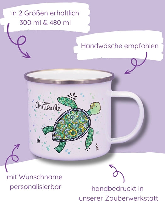 Emaille-Tasse "Chillkröte"
