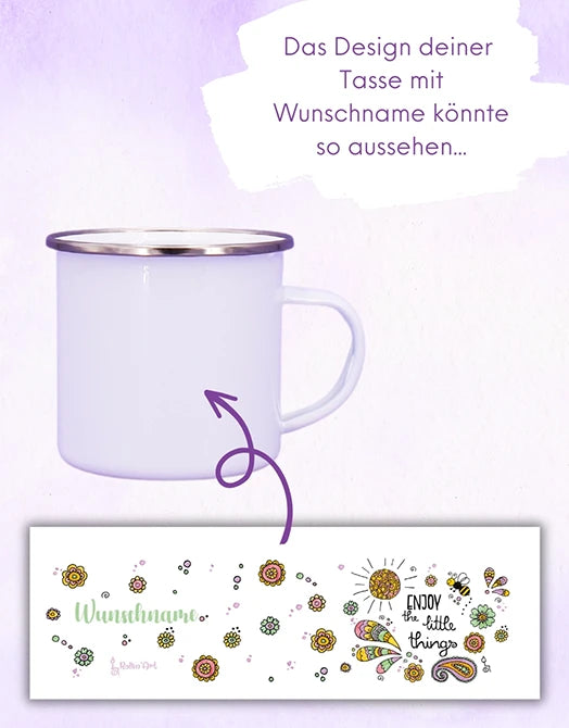 Emaille-Tasse "Enjoy the little things"