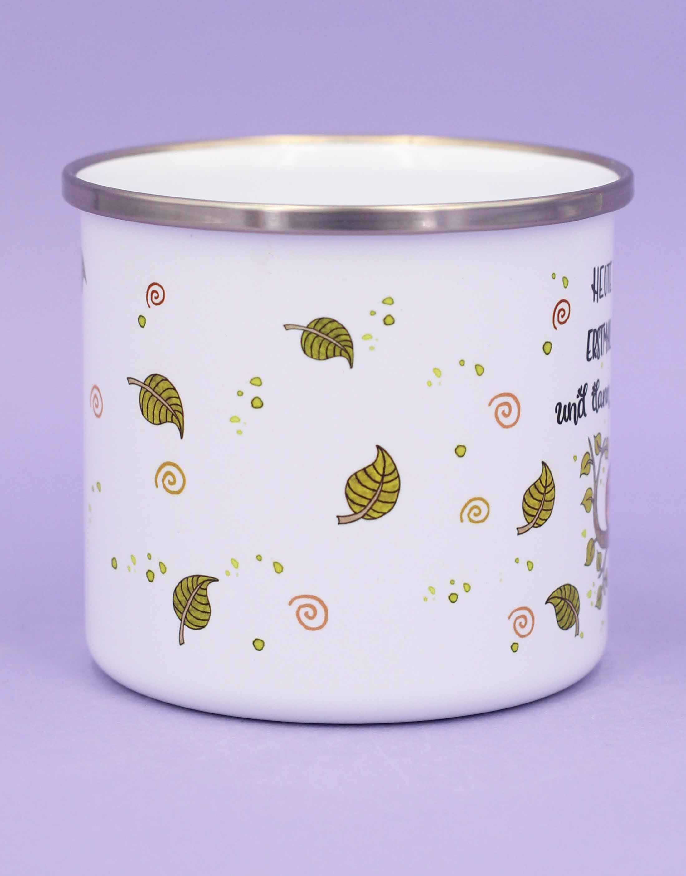 Emaille-Tasse "Faultier"