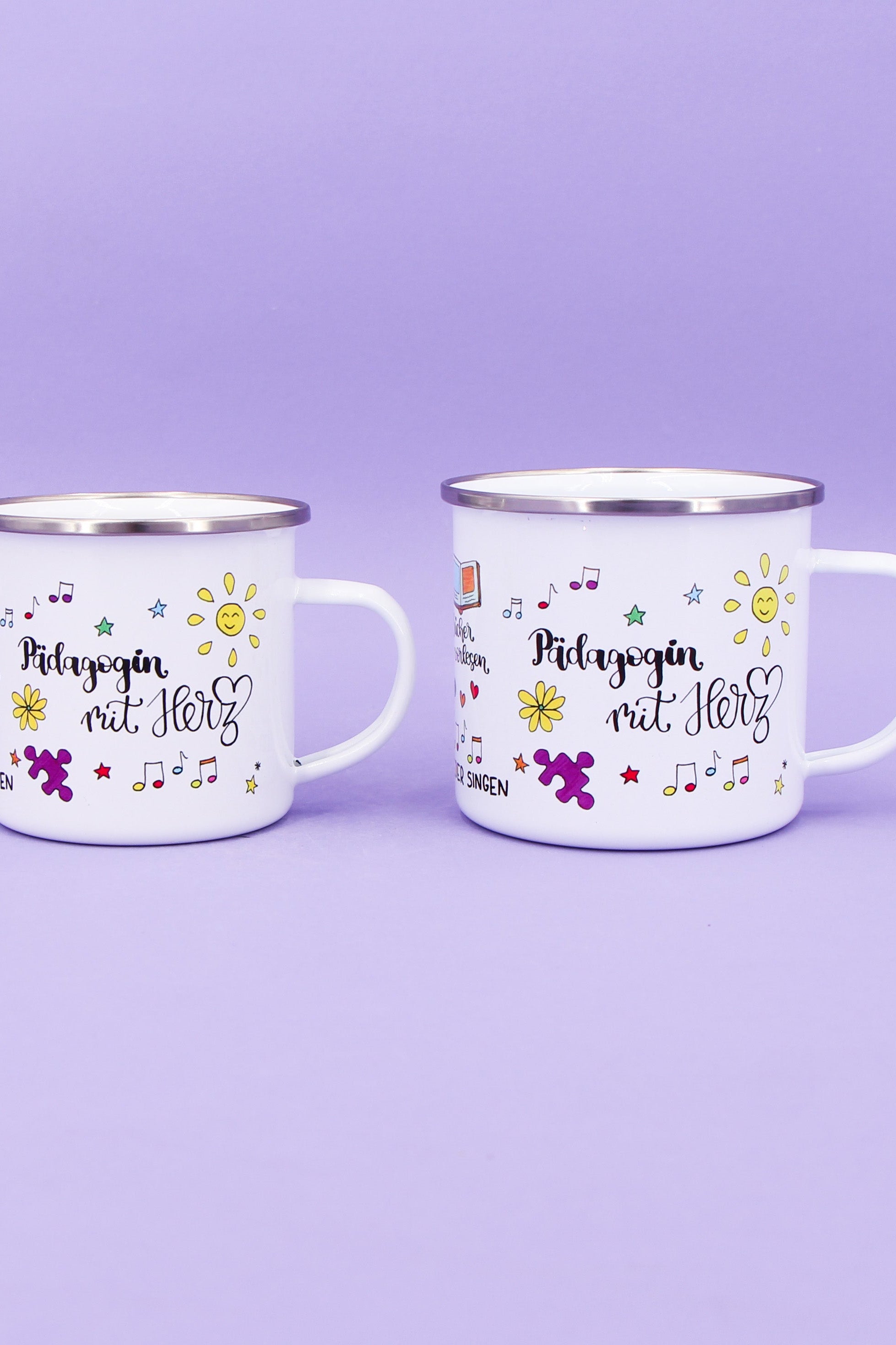 Emaille-Tasse "Pädagogin mit Herz"