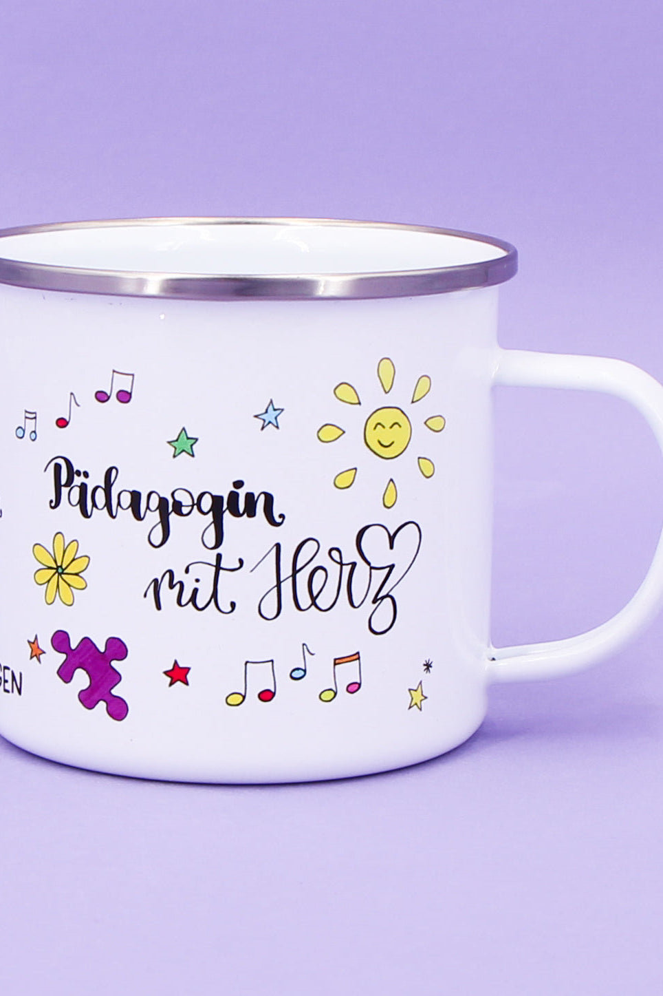 Emaille-Tasse "Pädagogin mit Herz"