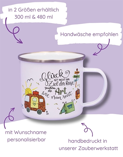 Emaille-Tasse "Reiselust"