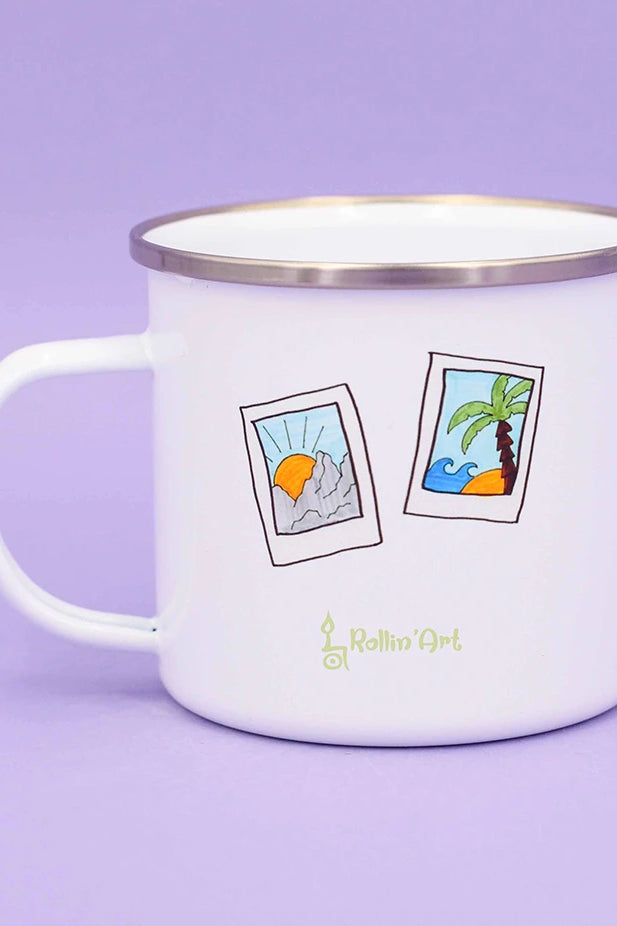 Emaille-Tasse "Reiselust"