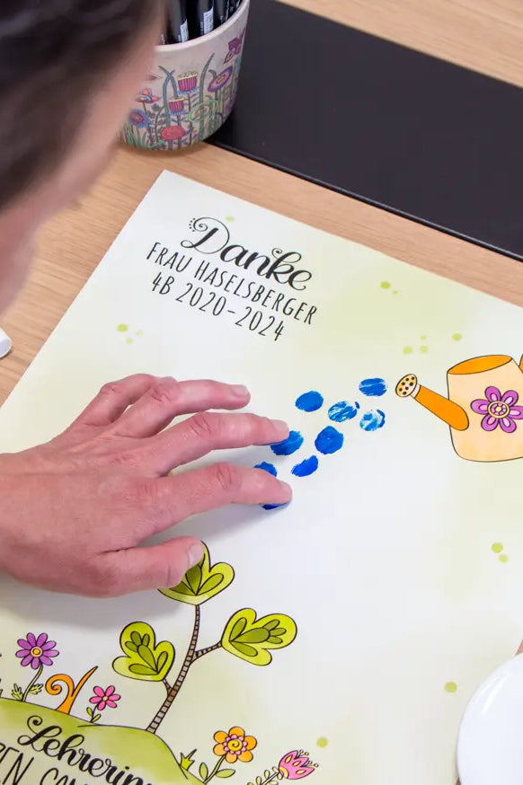 Fingerabdruck-Erinnerungsposter „Wachsen" mit Wunschname