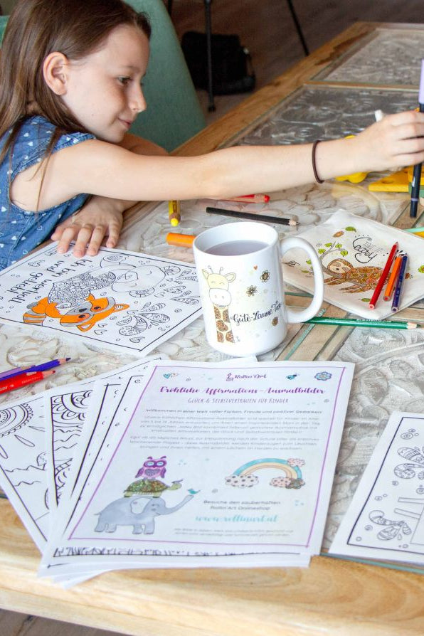 Fröhliche Affirmations-Ausmalbilder für Kinder