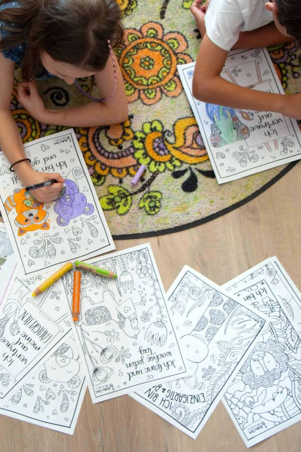 Fröhliche Affirmations-Ausmalbilder für Kinder