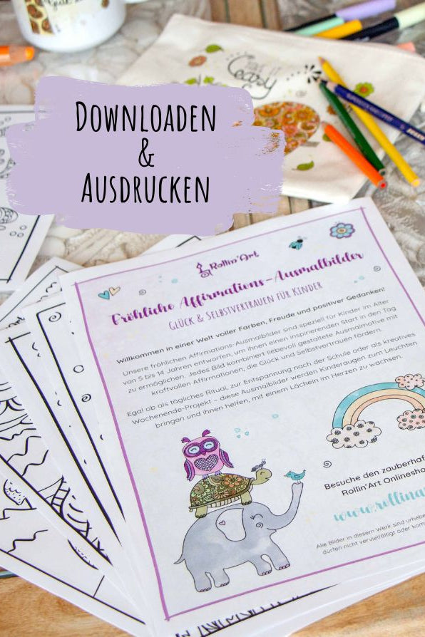 Fröhliche Affirmations-Ausmalbilder für Kinder