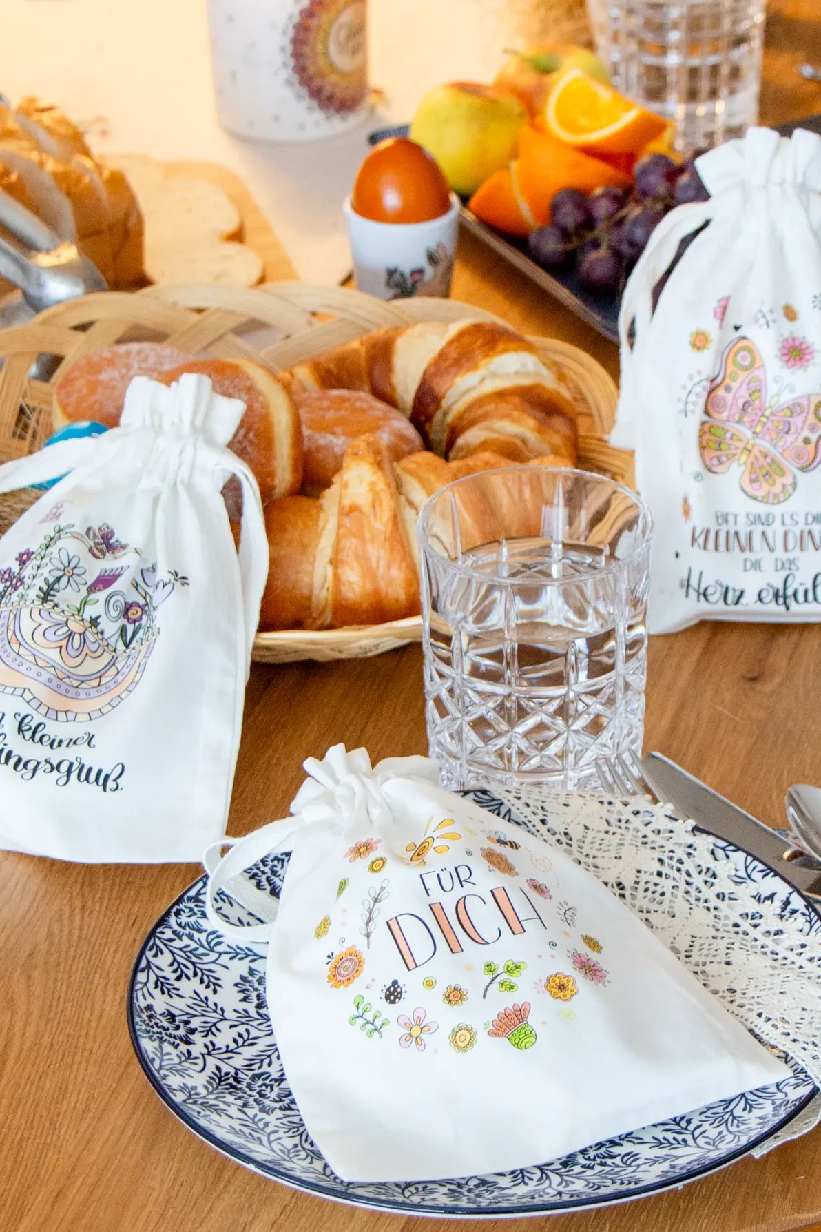 Geschenkbeutel-Set „Osterfreude“ – 5 liebevoll gestaltete Stoffbeutel im Set