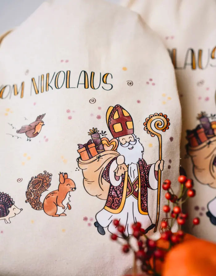 Geschenkbeutel mit Zugband "Vom Nikolaus und seinen Freunden"