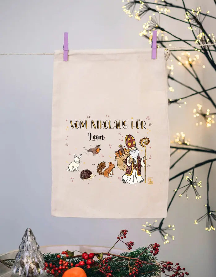 Geschenkbeutel mit Zugband "Vom Nikolaus und seinen Freunden"