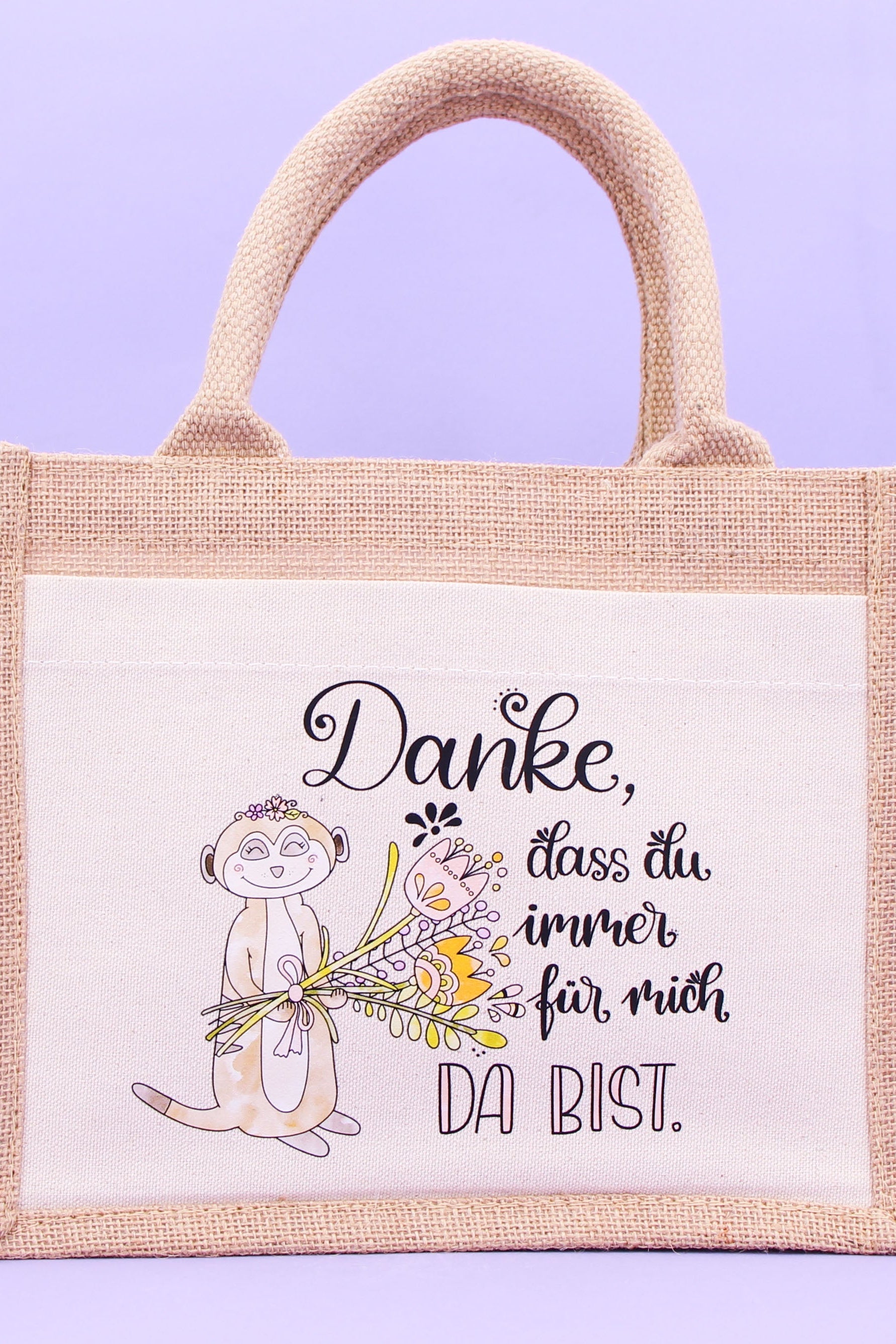 Geschenktasche Jute "Danke, dass du immer da bist"