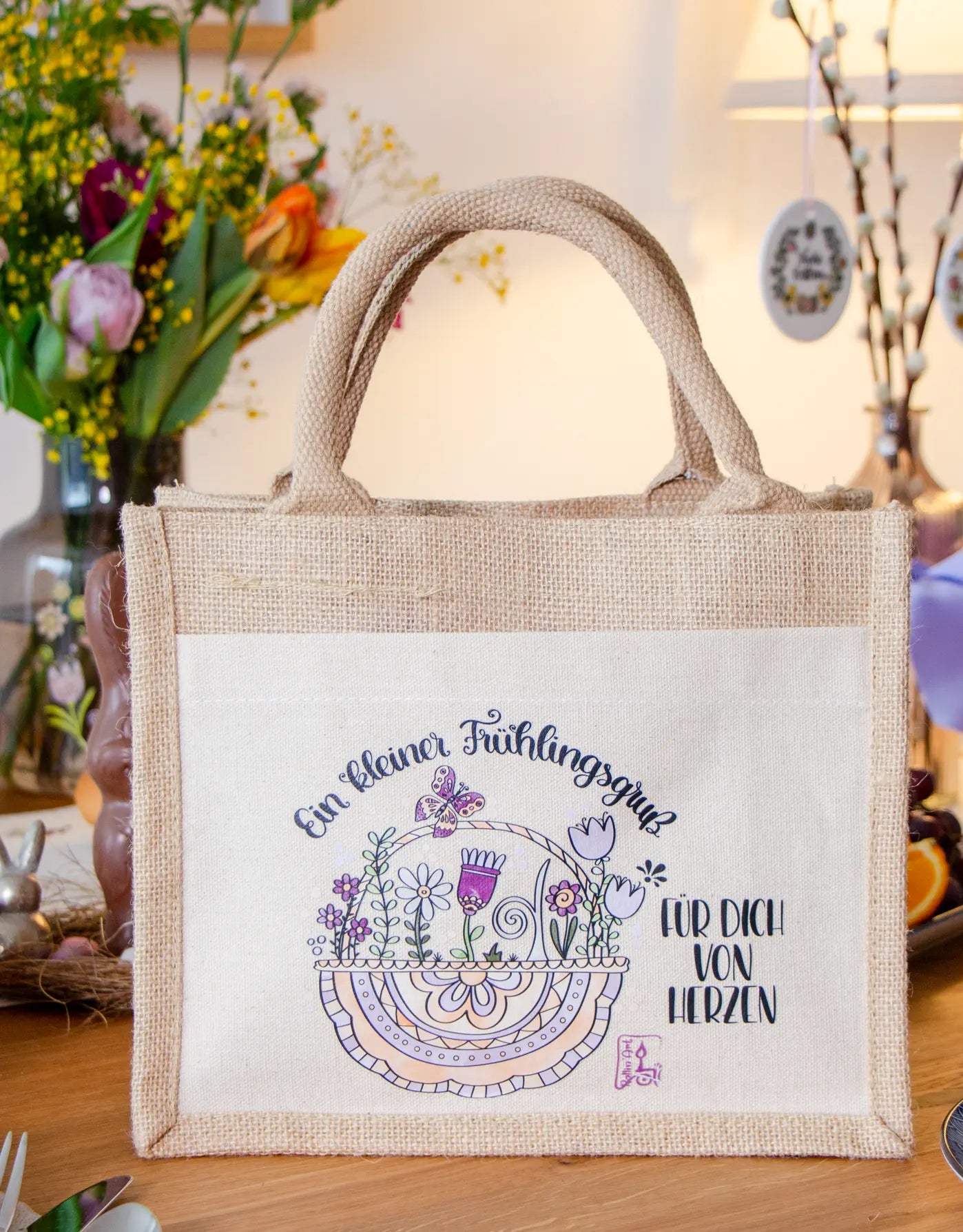 Geschenktasche Jute "Frühlingsgruß"