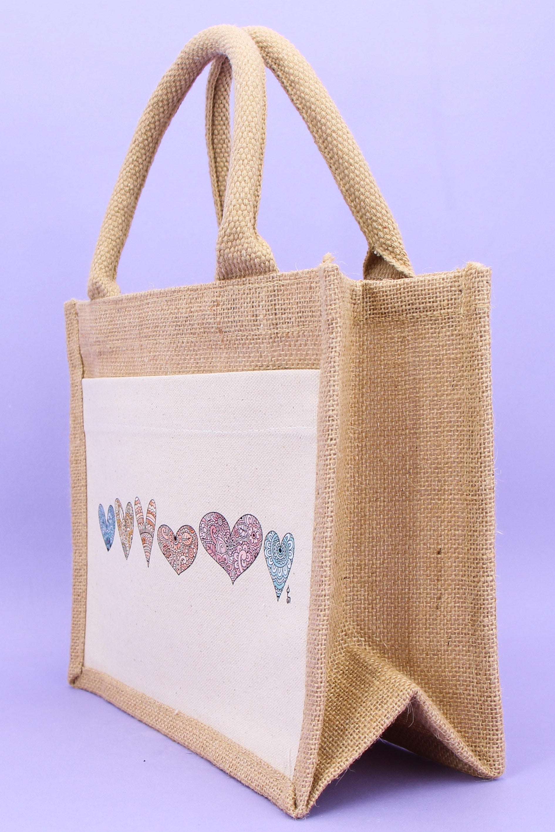 Geschenktasche Jute "Herzen"