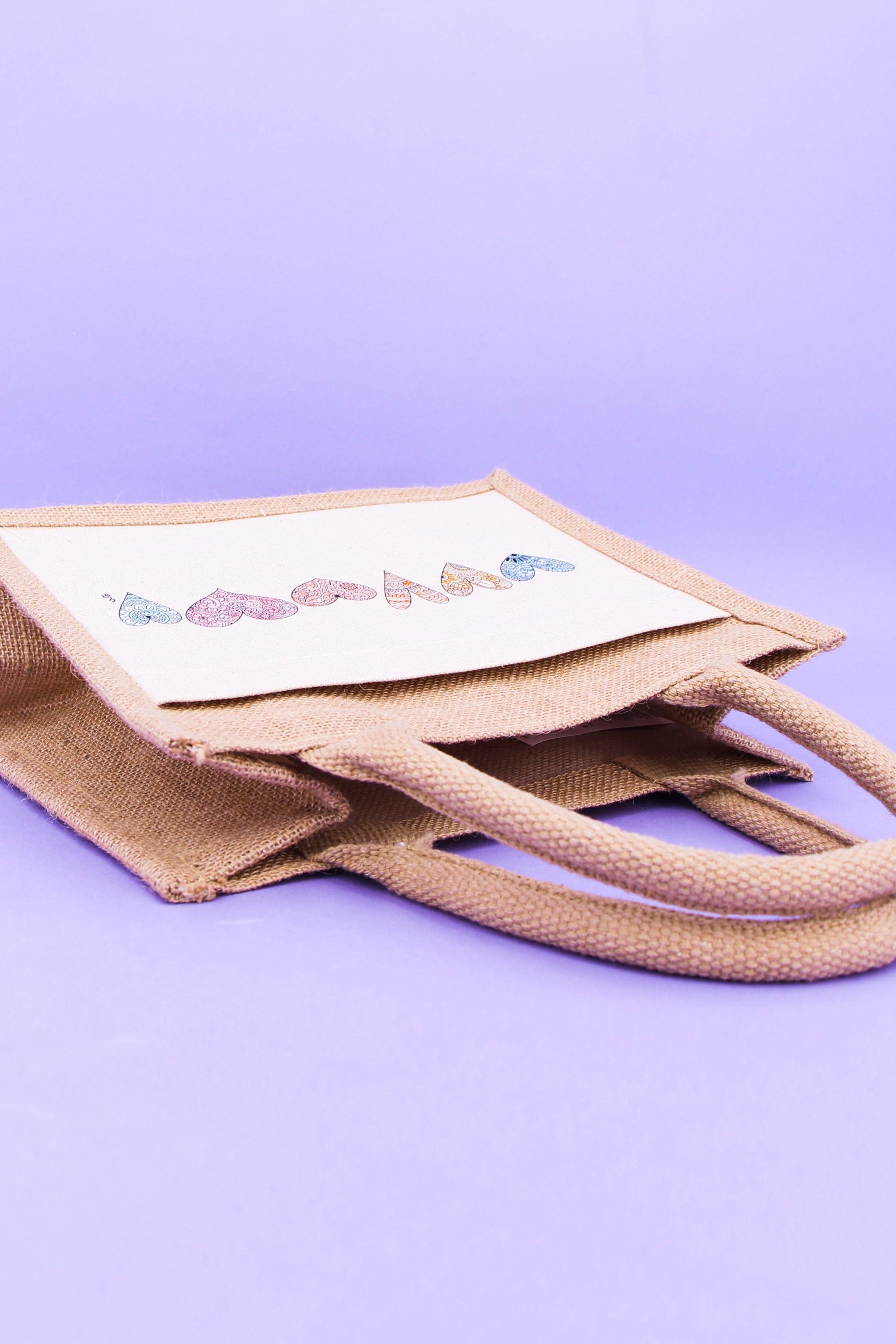 Geschenktasche Jute "Herzen"