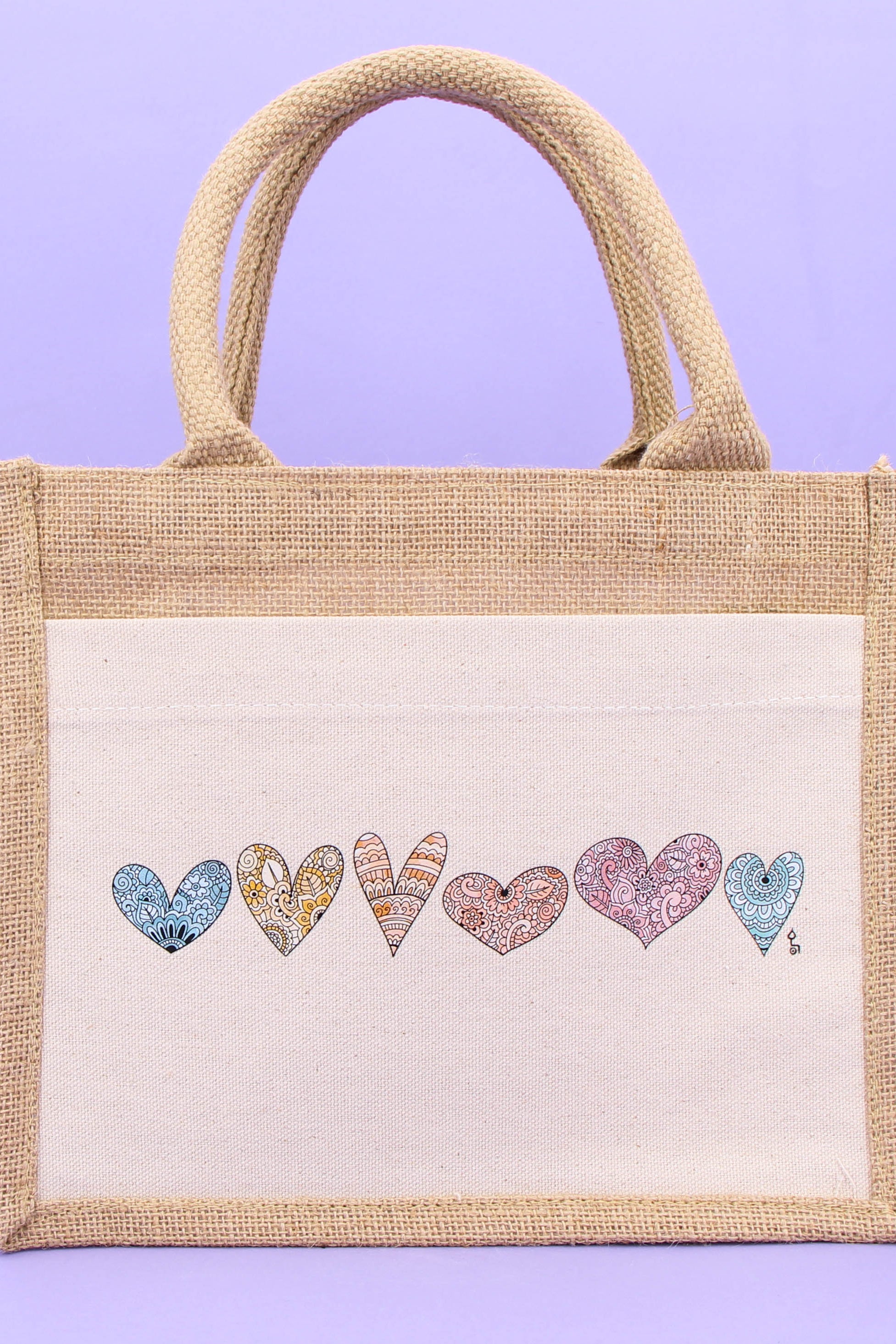 Geschenktasche Jute "Herzen"