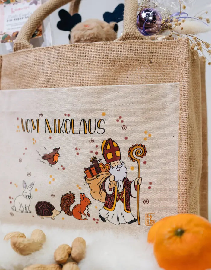 Geschenktasche Jute "Vom Nikolaus und seinen Freunden"