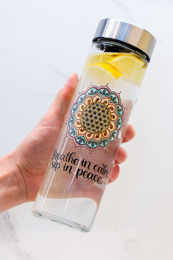 Glasflasche "Blume des Lebens"