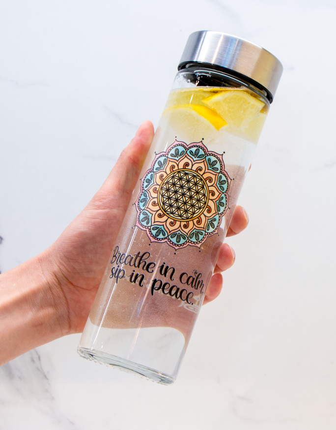 Glasflasche "Blume des Lebens"