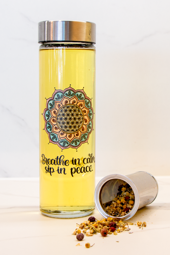 Glasflasche "Blume des Lebens"