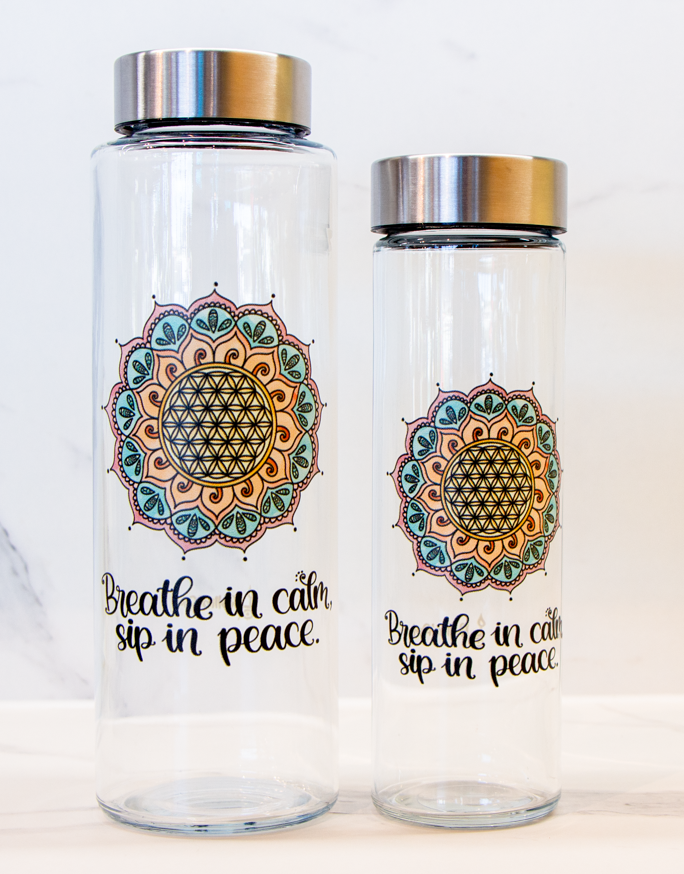 Glasflasche "Blume des Lebens"