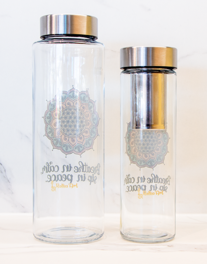 Glasflasche "Blume des Lebens"