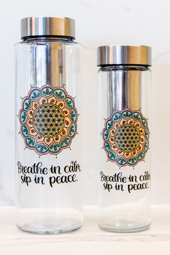 Glasflasche "Blume des Lebens"