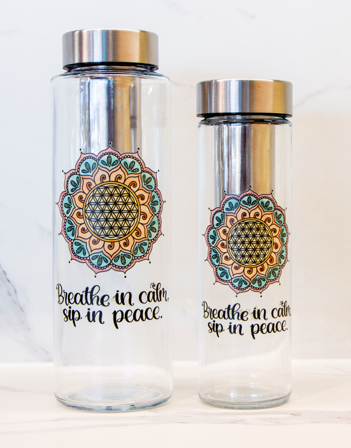 Glasflasche "Blume des Lebens"