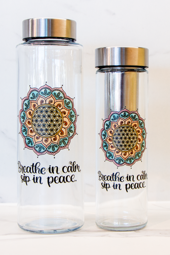 Glasflasche "Blume des Lebens"