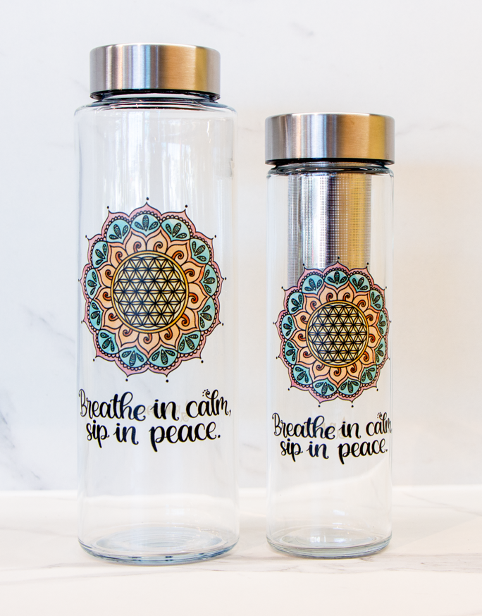 Glasflasche "Blume des Lebens"