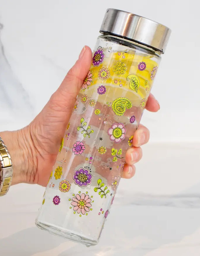 Glasflasche "Glücksblumen"