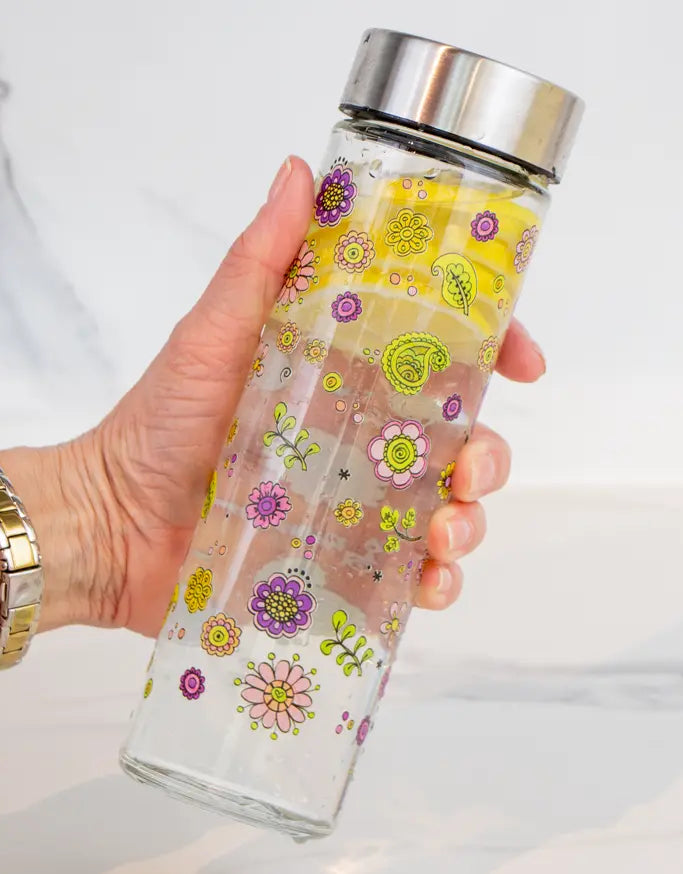 Glasflasche "Glücksblumen"