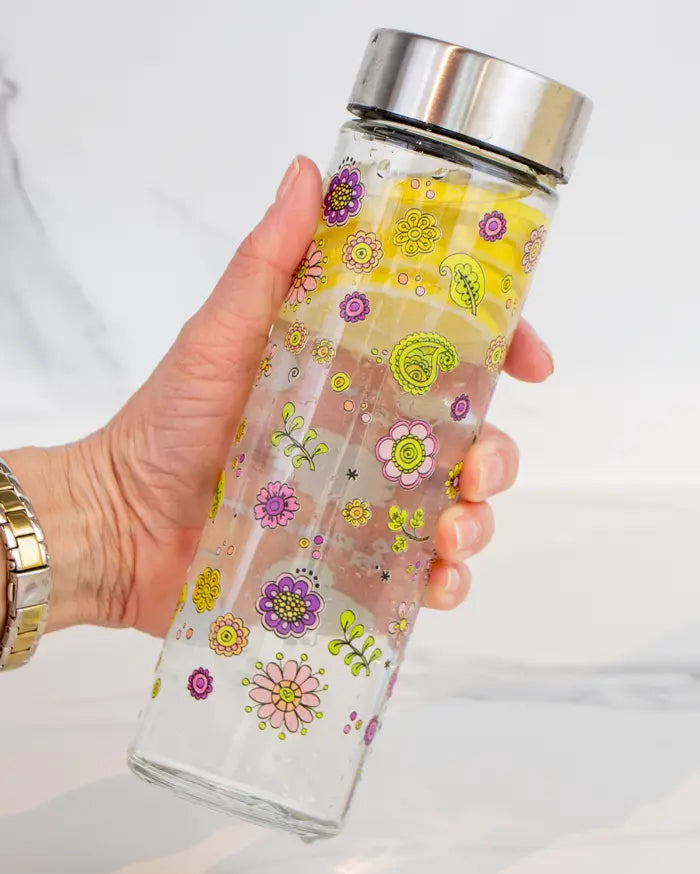 Glasflasche "Glücksblumen"