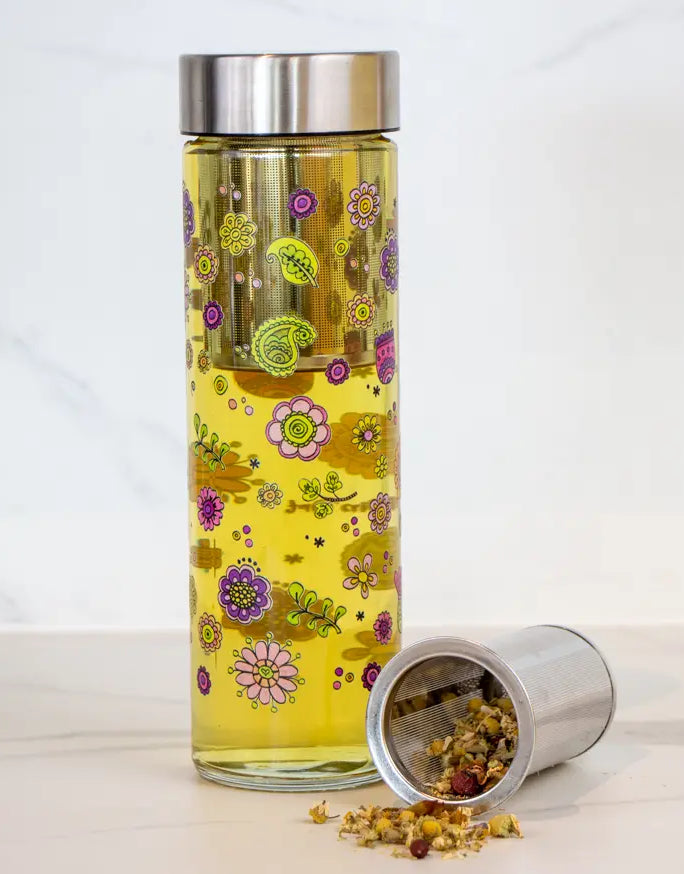 Glasflasche "Glücksblumen"