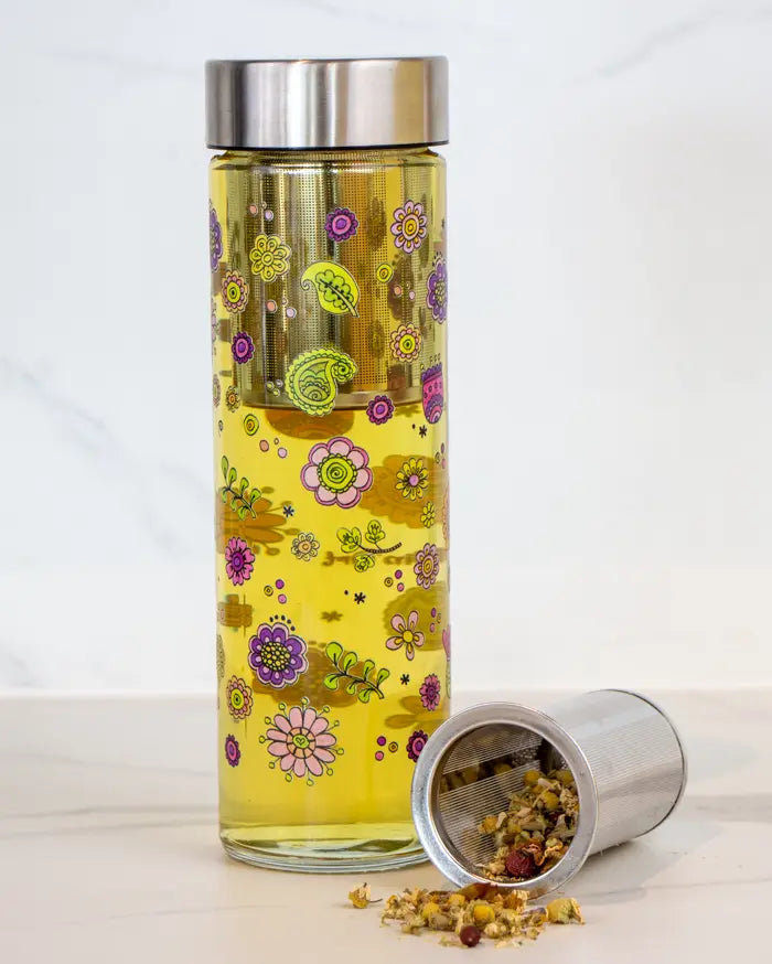 Glasflasche "Glücksblumen"