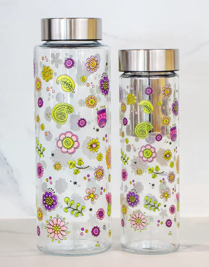 Glasflasche "Glücksblumen"