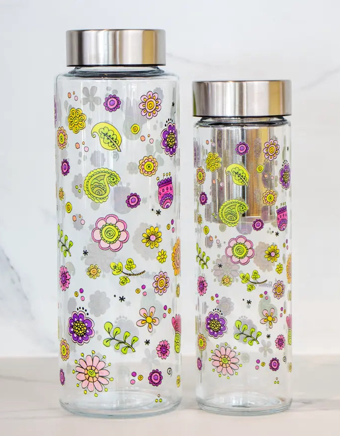 Glasflasche "Glücksblumen"