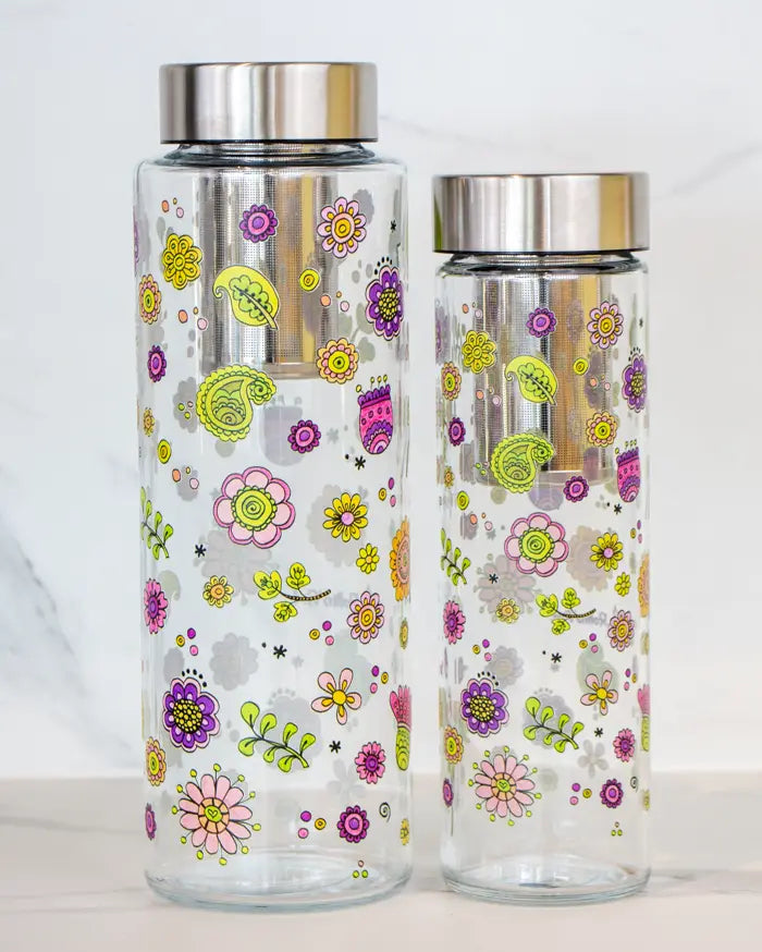 Glasflasche "Glücksblumen"