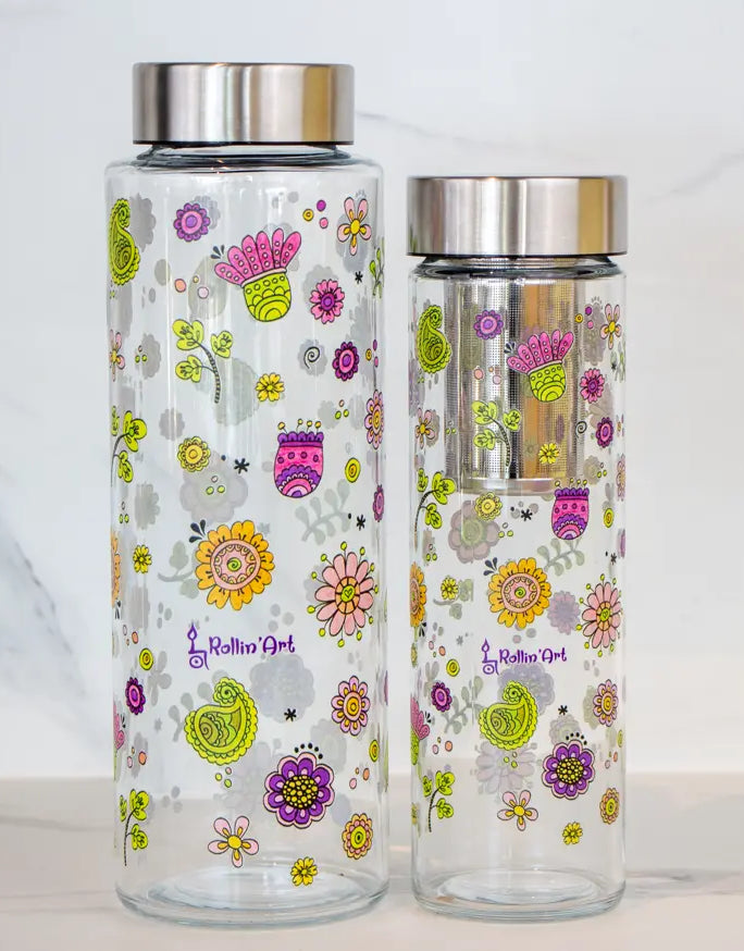 Glasflasche "Glücksblumen"