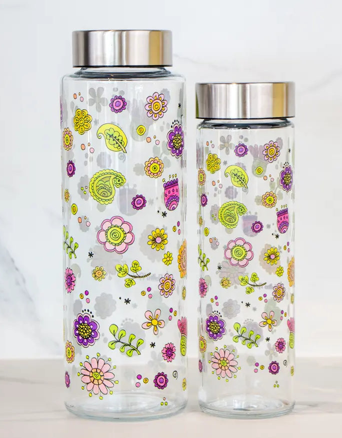 Glasflasche "Glücksblumen"